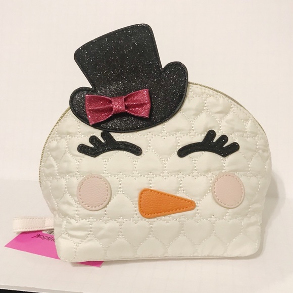 Betsey Johnson Snowman Kitch Nylon Cosmetic Case - Picture 5 of 6